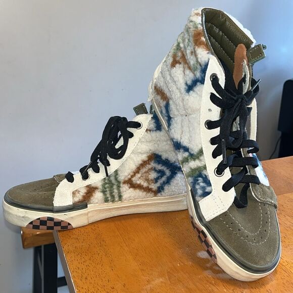 VANS SK8 HI REISSUE CAP MIXED TEXTILE ZIPPER FUR INDIAN WHITE SIZE 5/6.5 - Picture 3 of 11